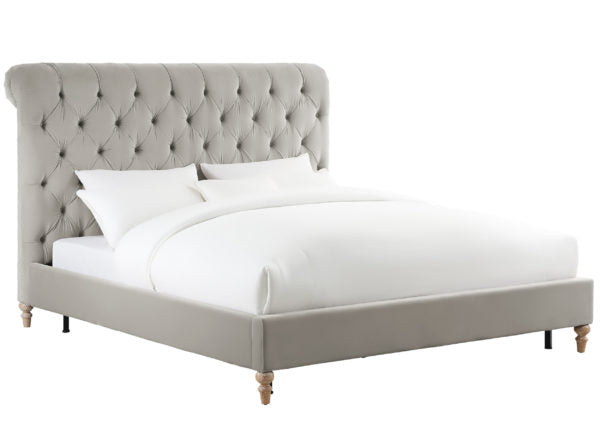 CAMA TAMAÑO DE TERCIOPELO GRIS PUTNAM