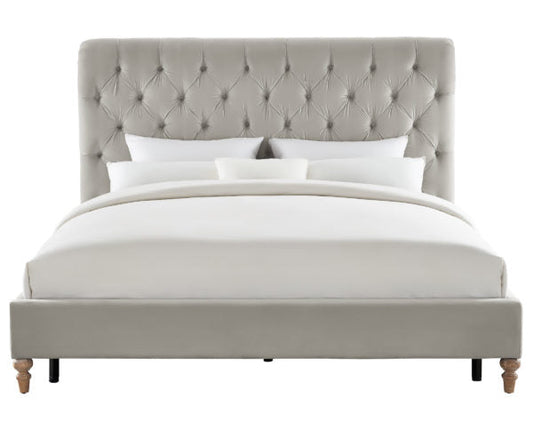 CAMA TAMAÑO DE TERCIOPELO GRIS PUTNAM